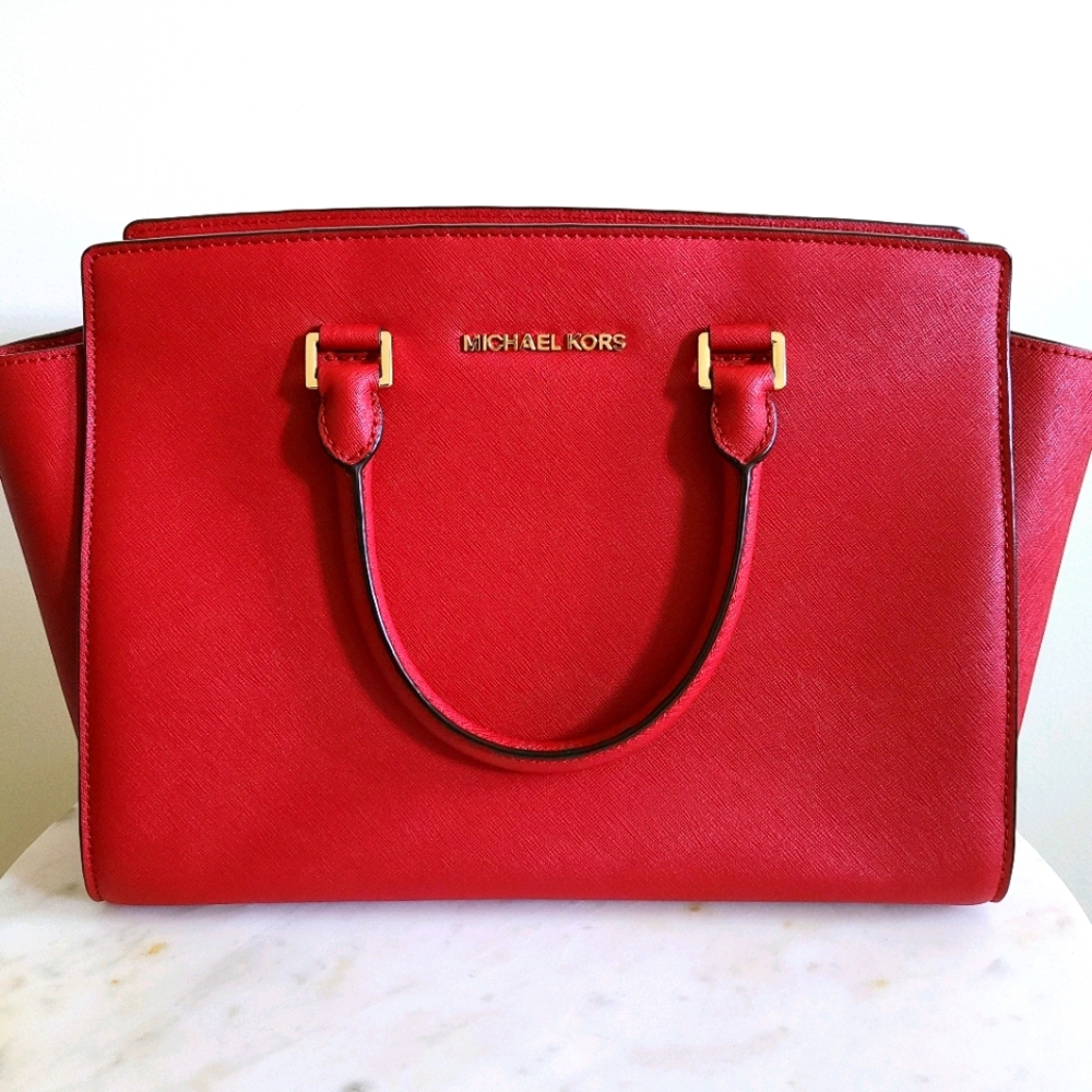 *CLEARANCE* MICHAEL Kors Selma Saffiano Leather Satchel Red